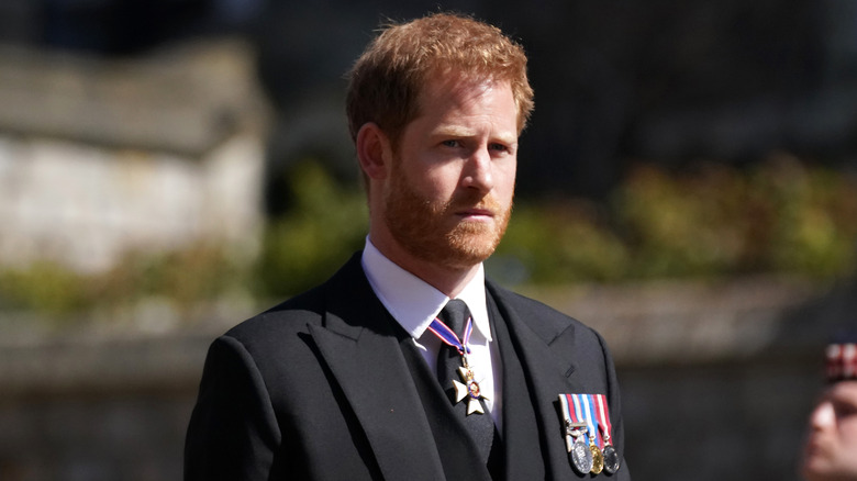 Prince Harry attending Prince Philip's funeral