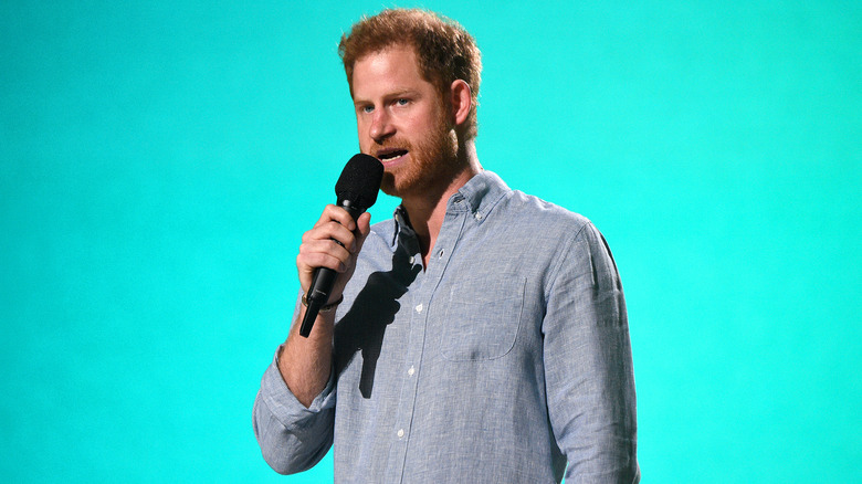 Prince Harry speaking at an event 