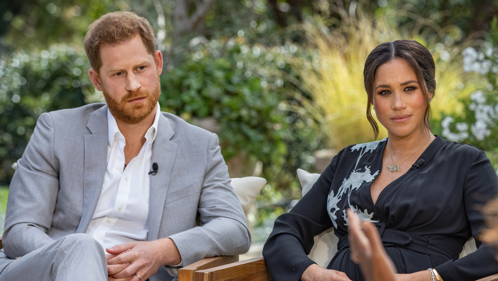 Prince Harry and Meghan Markle speaking to Oprah Winfrey