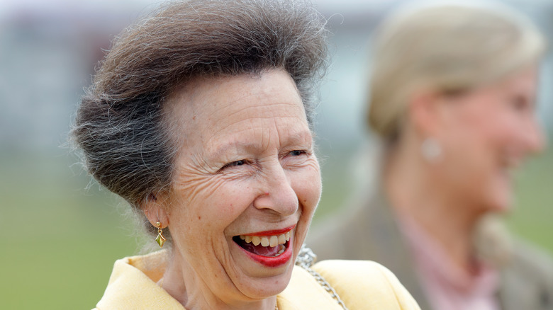 Princess Anne with perfectly done hair and red lipstick