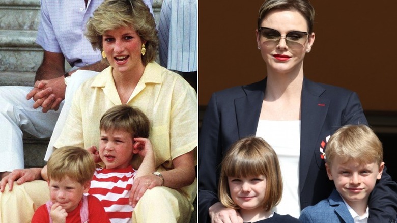 Split image of Princess Diana & Princess Charlene 