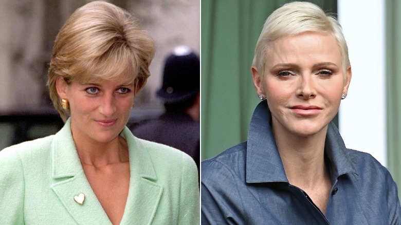 Split image of Princess Diana & Princess Charlene 