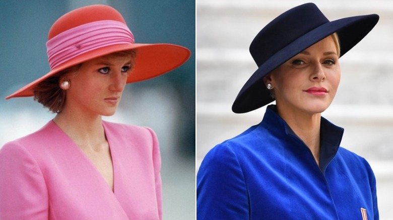 Split image of Princess Diana & Princess Charlene 