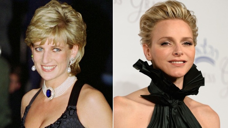 Split image of Princess Diana & Princess Charlene 