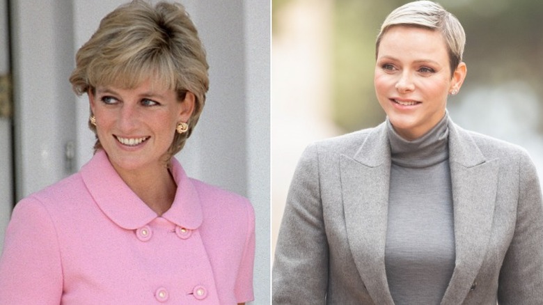 Split image of Princess Diana & Princess Charlene 