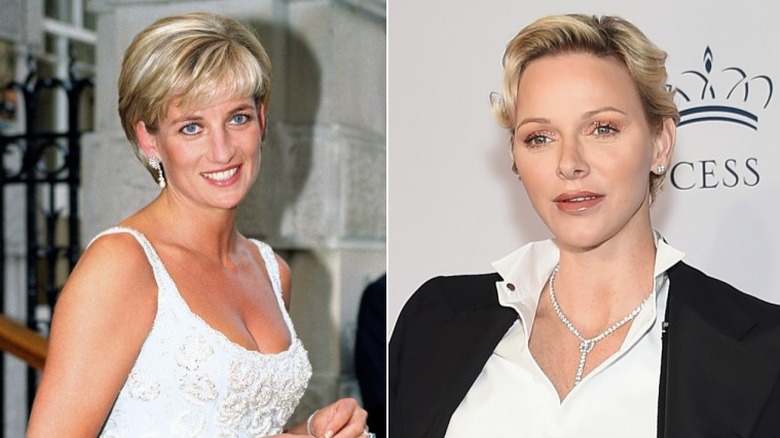 Split image of Princess Diana & Princess Charlene 