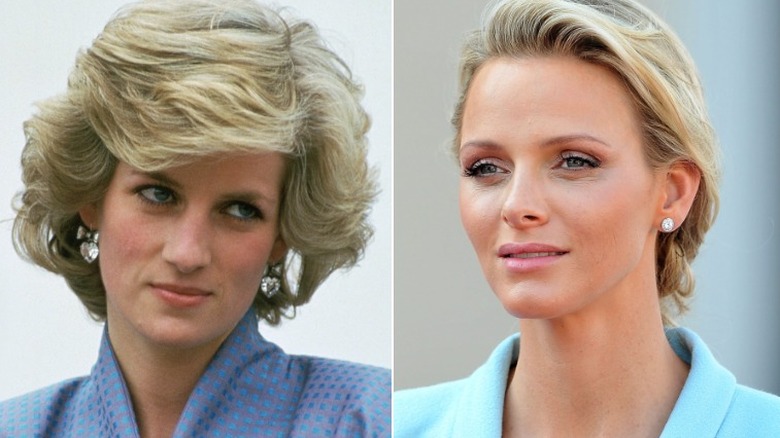 Split image of Princess Diana & Princess Charlene 