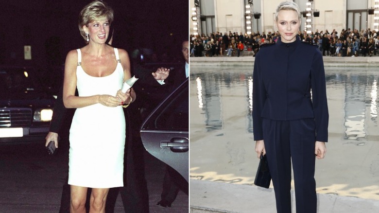 Split image of Princess Diana & Princess Charlene 