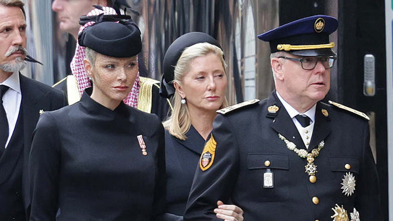 Princess Charlene and Prince Albert at Queen Elizabeth's funeral