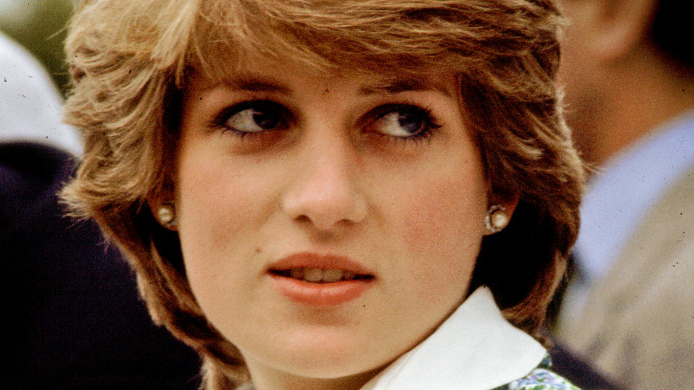 Princess Diana looking over shoulder