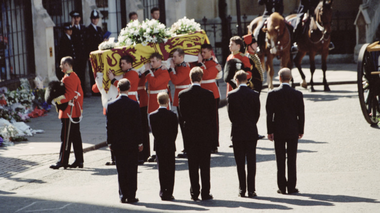 Princess Diana's coffin carried outside