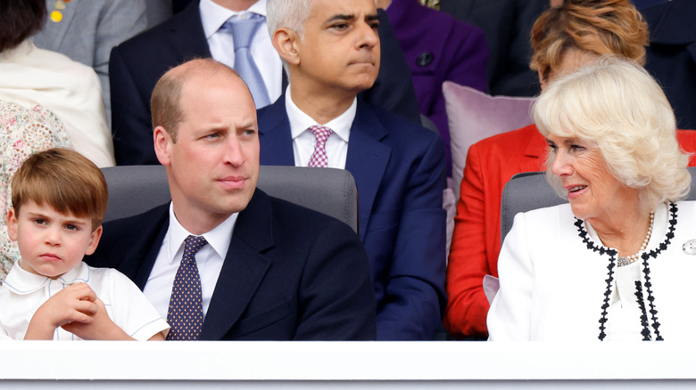 Prince Louis, Prince William & Queen Camilla sitting together