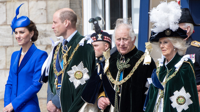 Princess Catherine, Prince William, King Charles III, and Queen Camilla at ceremony