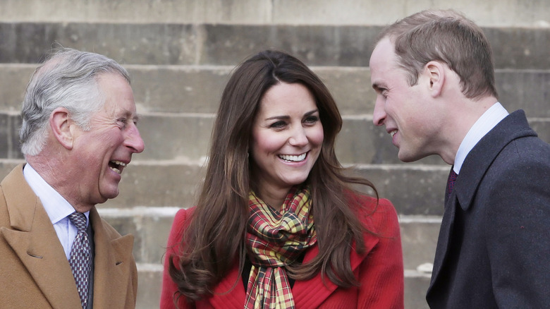 King Charles, Kate Middleton and Prince William laughing