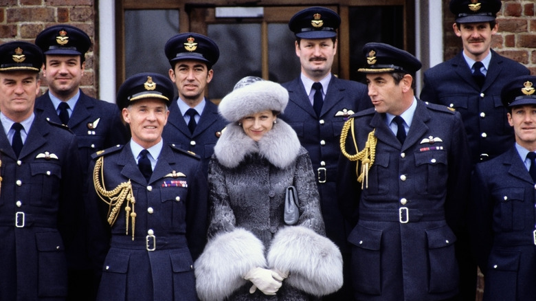 Princess Alexandra with military personnel 