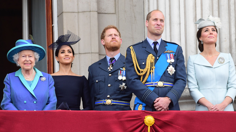 Queen Elizabeth Prince Harry, Meghan, Prince William and Kate