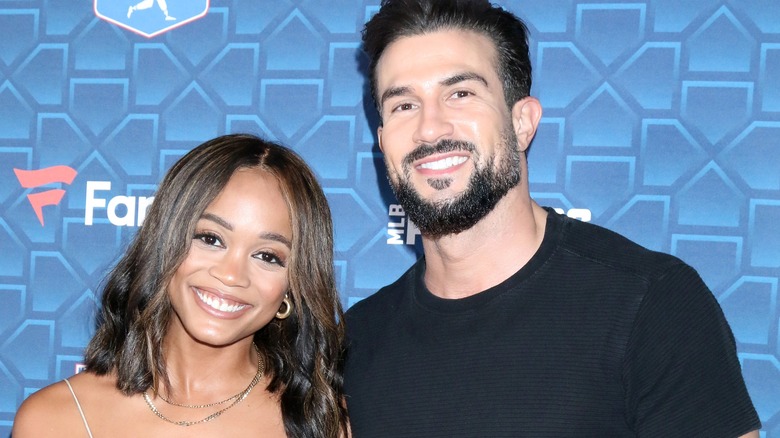 Rachel Lindsay smiling with Bryan Abasolo at MLB event