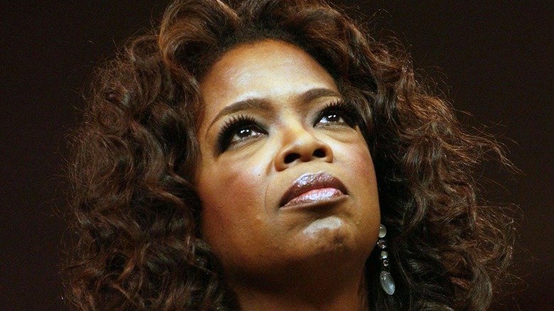 Oprah Winfrey looking up