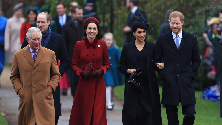 The royal family walking together