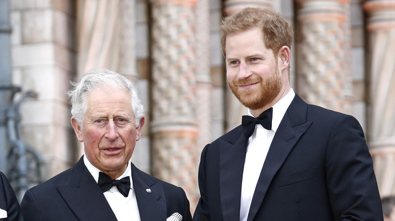 Prince Charles and Prince Harry in black tie