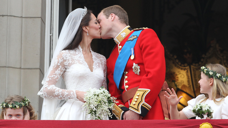 William and Catherine's wedding kiss