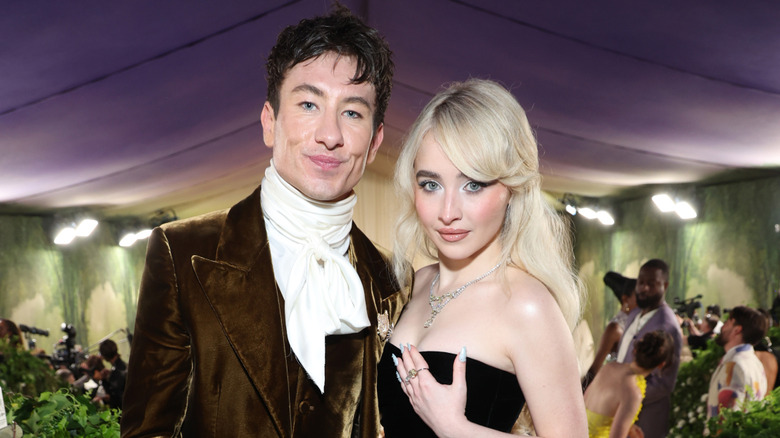 Sabrina Carpenter and Barry Keoghan posing at black tie event