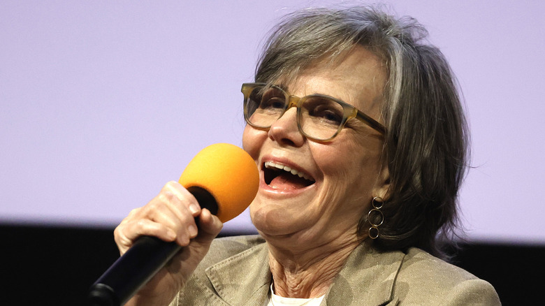 Sally Field talking and looking happy