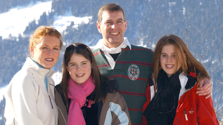 Sarah Ferguson with Prince Andrew and Princesses Beatrice and Eugenie