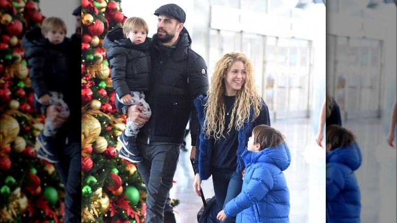 Shakira, Gerard Piqué and their children 