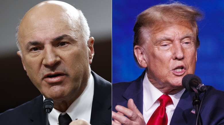 Split image of Kevin O'Leary and Donald Trump