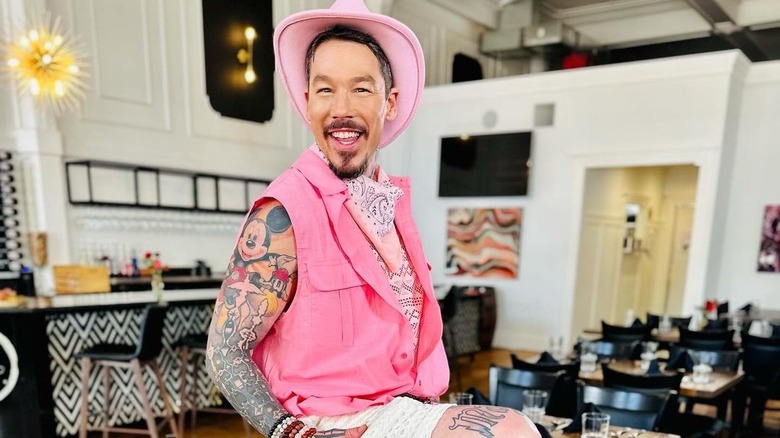 David Bromstad in pink cowboy costume