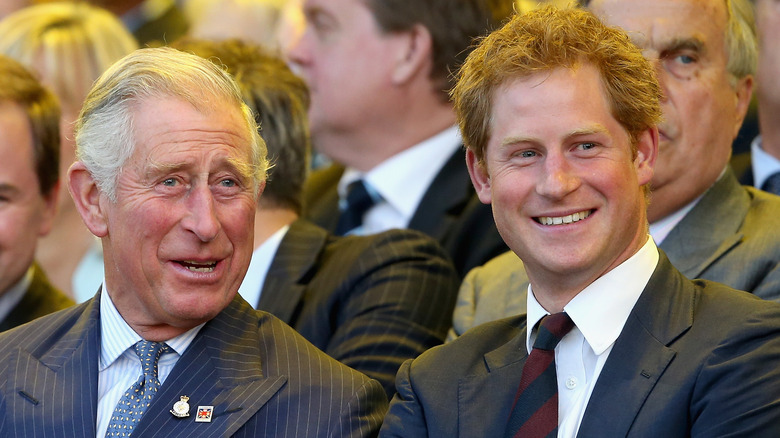 King Charles Prince Harry smiling