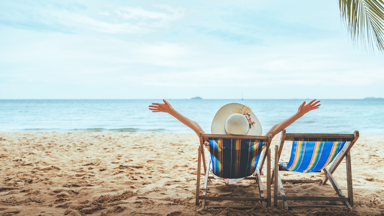 Woman at beach by herself 