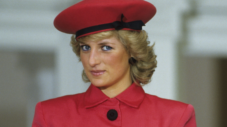 Princess Diana speaking in red