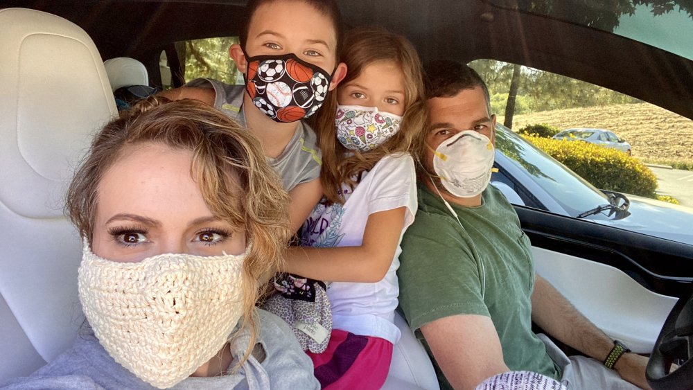 Alyssa Milano and family wear face masks