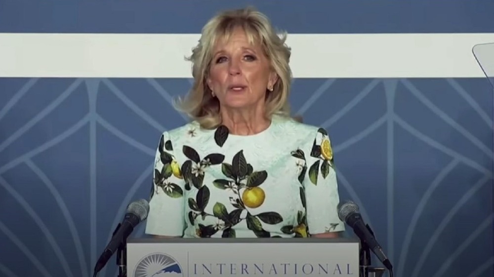 Jill Biden in lemon dress