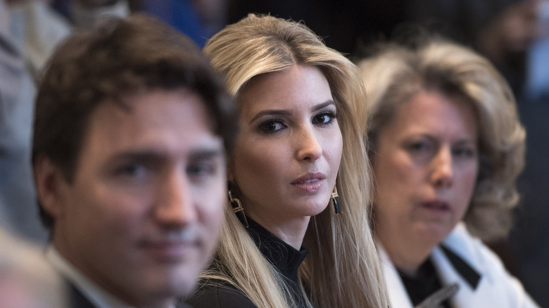 Ivanka Trump looking at Justin Trudeau