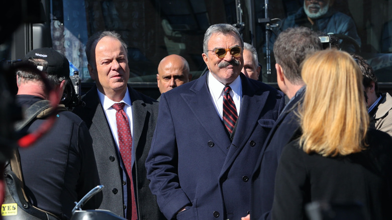 Tom Selleck on the Blue Bloods set