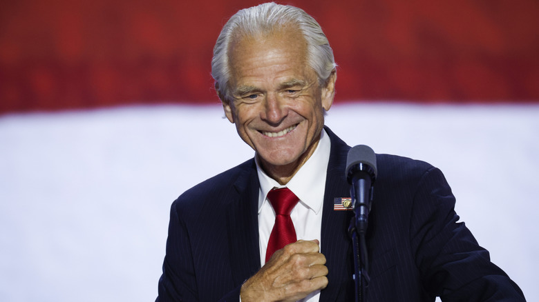 Peter Navarro smiling while on stage