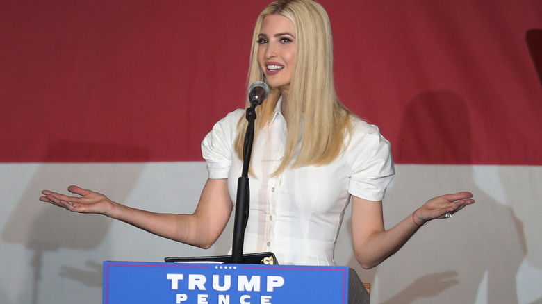 Ivanka Trump speaks at Trump podium during 2020 campaign 