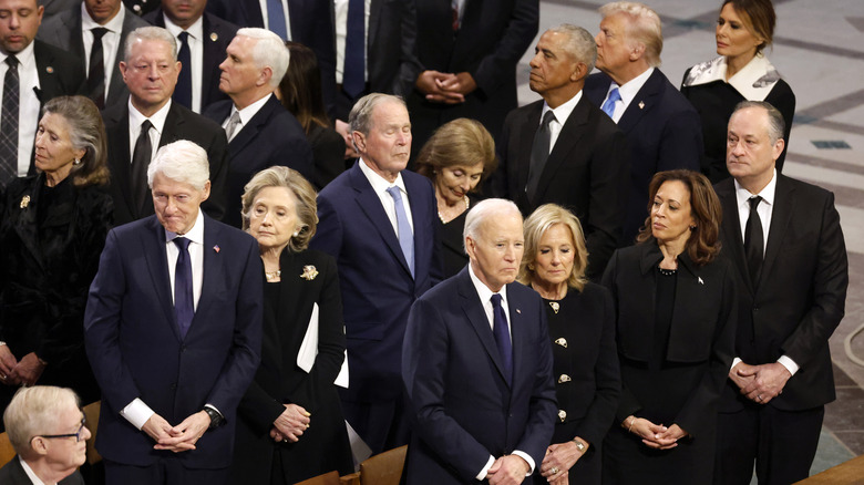 Group of political figures at Jimmy Carter's funeral