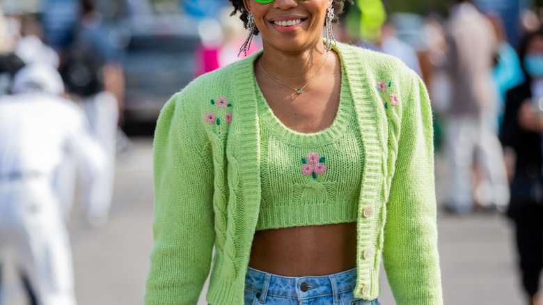 A waist cropped cardigan