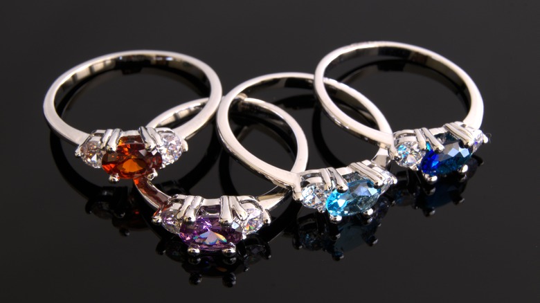 Four birthstone rings 