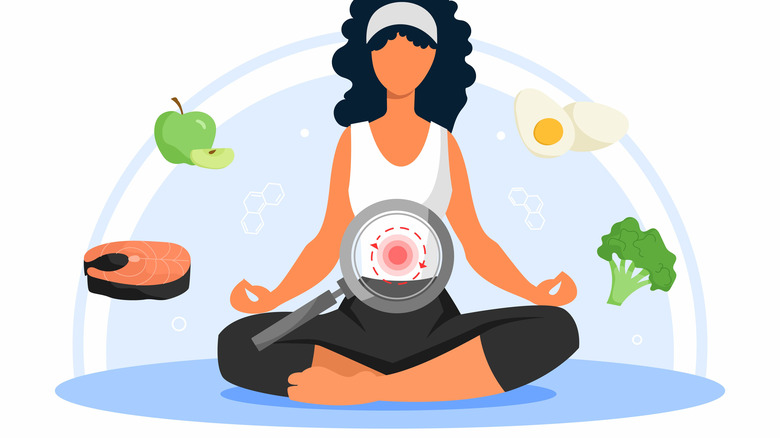 cartoon young girl in lotus position