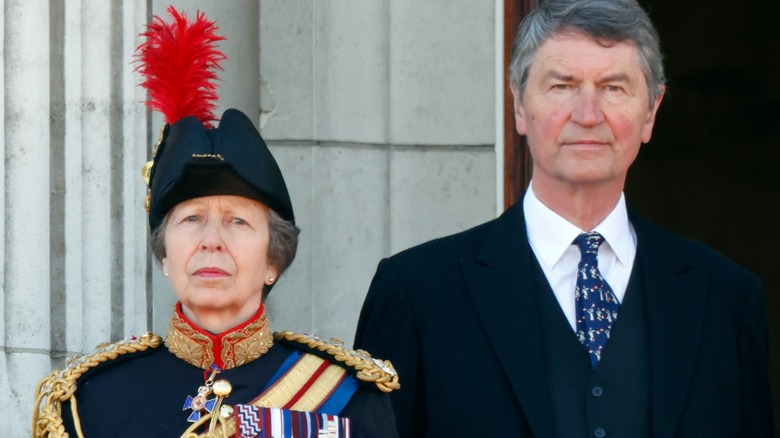 Princess Anne Vice Admiral Sir Timothy Laurence standing together