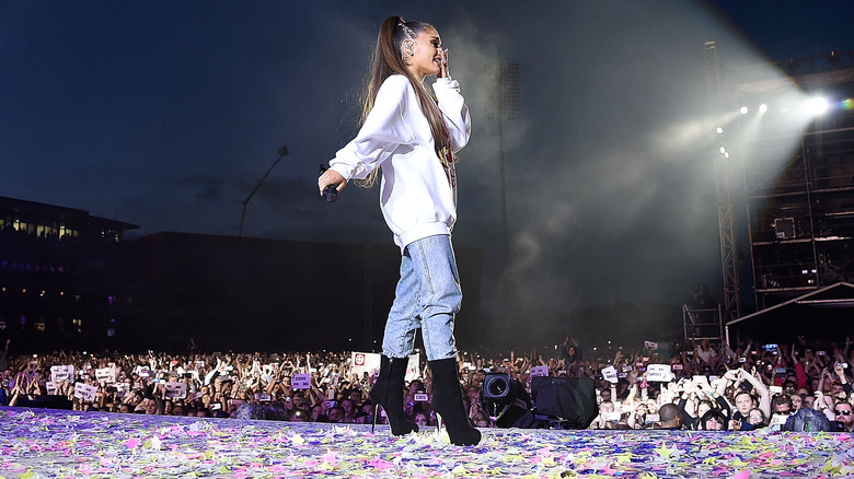 Ariana Grande singing at One Love Manchester