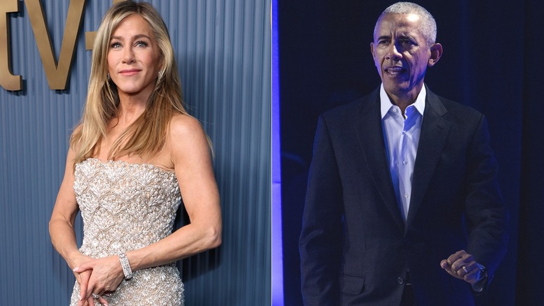 Side-by-side of Jennifer Aniston and Barack Obama