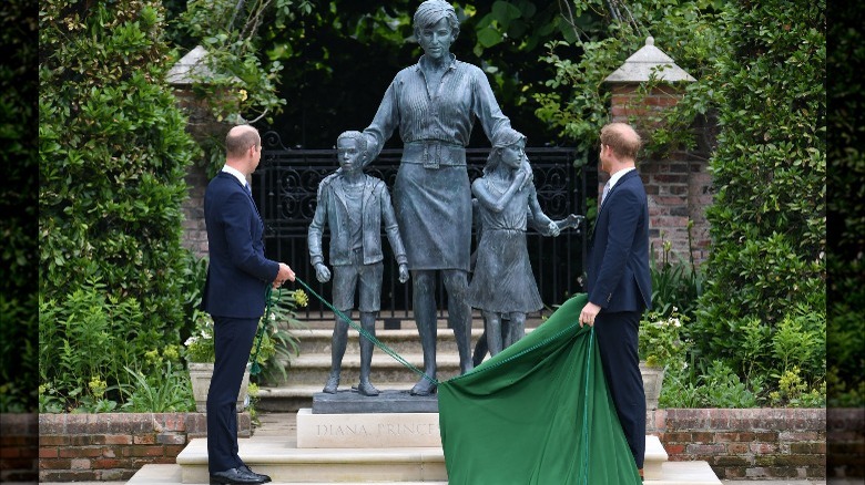 William and Harry unveiling Diana statue