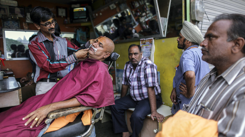 Men in barber shop