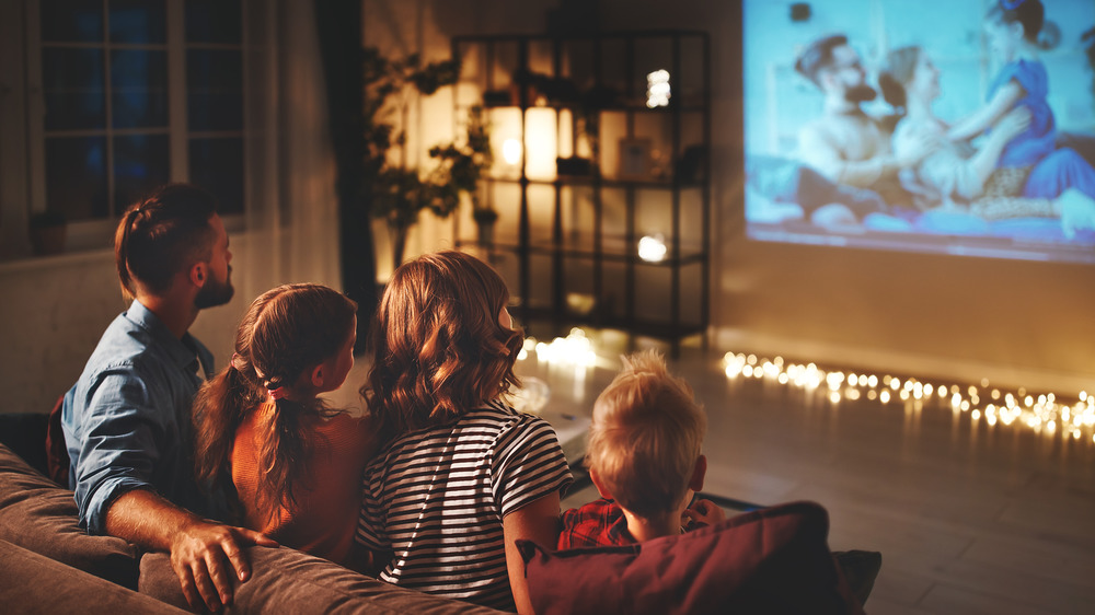 family watching TV